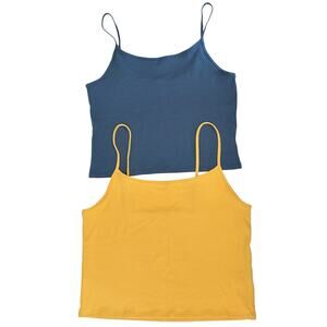 2/$15 - 2X American Eagle Ribbed Crop Tank Top Yellow Blue Lot Size XL